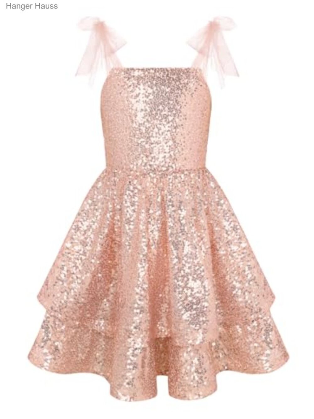 Girls Sequin Formal Party Dress Tulle Tie Shoulder A-Line Dance